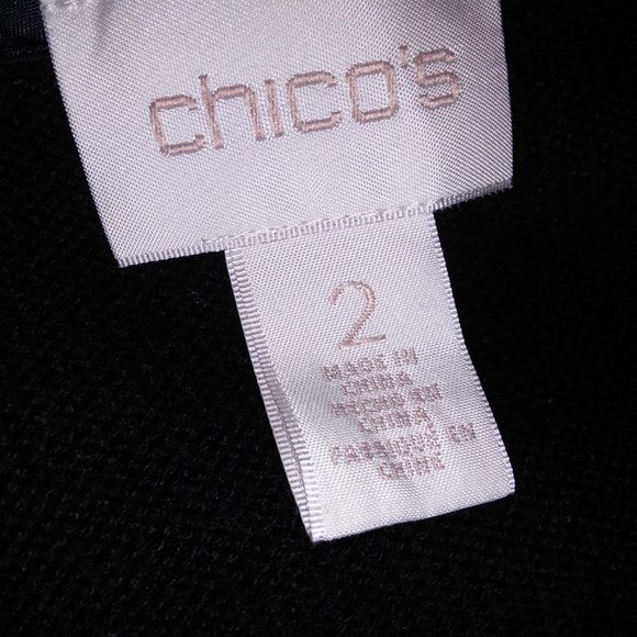 Chicos Sweater Womens Size 2 Medium 12 Black Solid Draped Look Long Sleeve Jacke - Picture 14 of 16